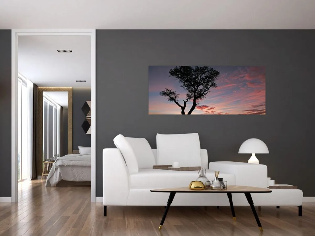 Tablou - Copac și nuanțe roșiatice (120x50 cm)