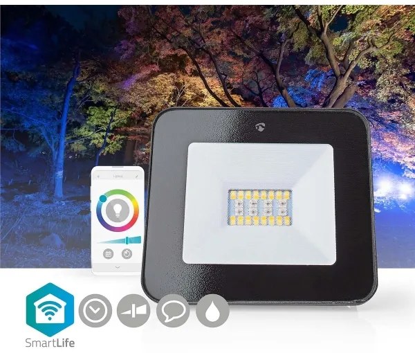 Proiector LED RGBW SmartLife LED/20W/230V Wi-Fi IP65 Nedis WIFILOFC20FBK