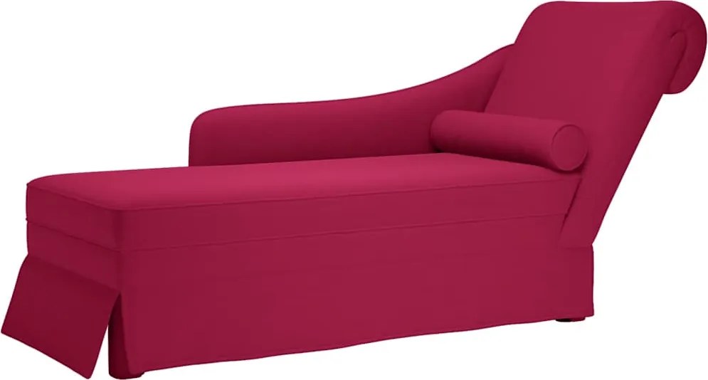 vidaXL Șezlong cu șezlong și cotieră dreaptă Wine Red Velvet