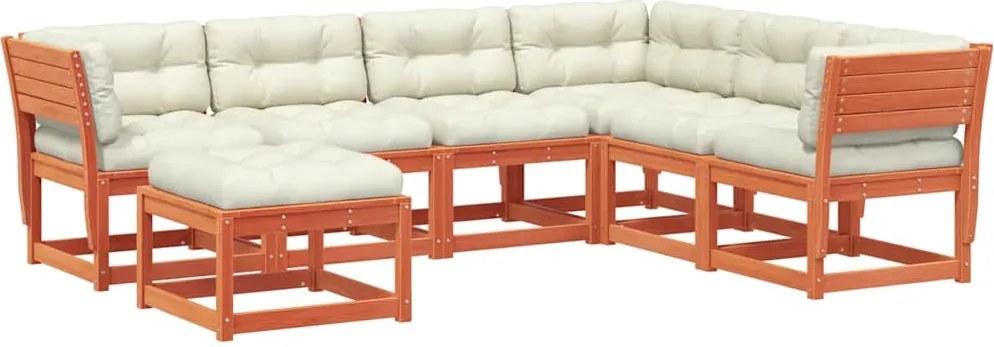 vidaXL Set mobilier de grădină cu perne, 7 piese, lemn masiv de pin
