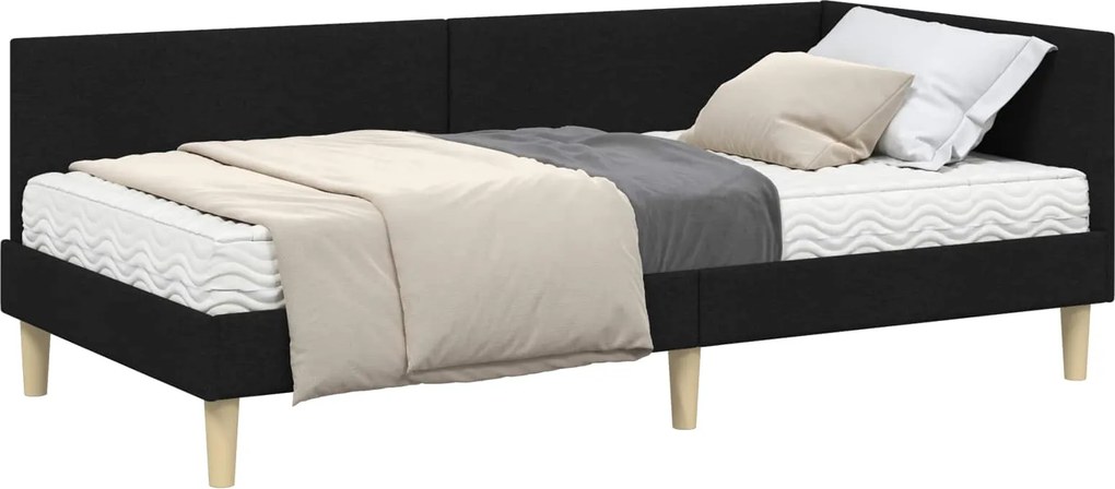 vidaXL Cadru de pat colțar cu saltea Altele 2 pcs Verde țesătură