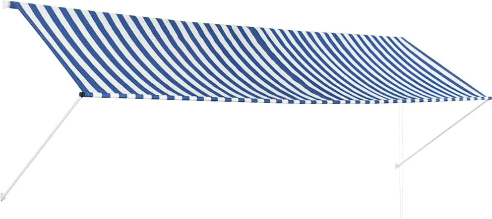 vidaXL Copertină retractabilă, albastru și alb, 400 x 150 cm