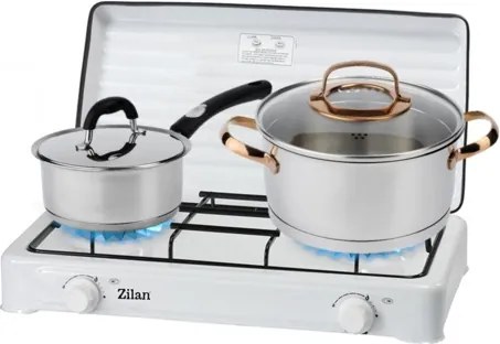 Aragaz 2 ochiuri ZILAN ZLN0025A, culoare alb utilizare numai GPL butelie,