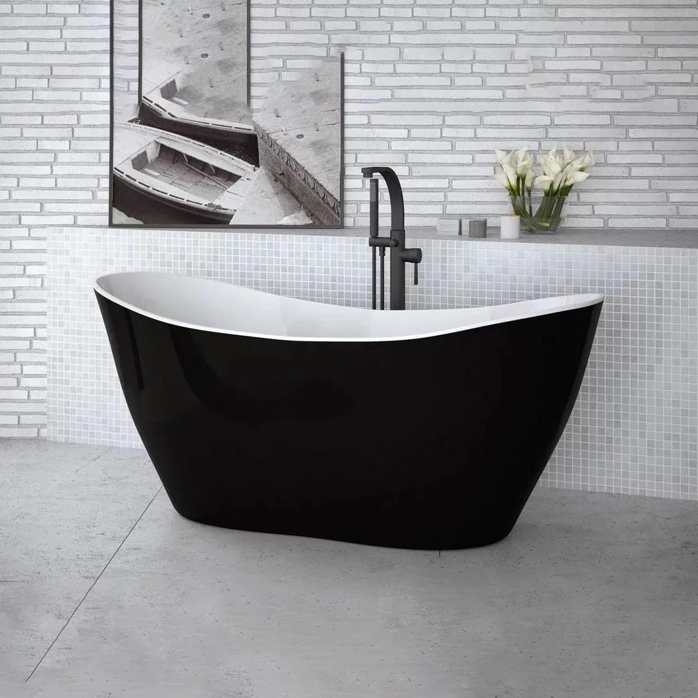Cada freestanding Besco Viya alb-negru 160x70 cm