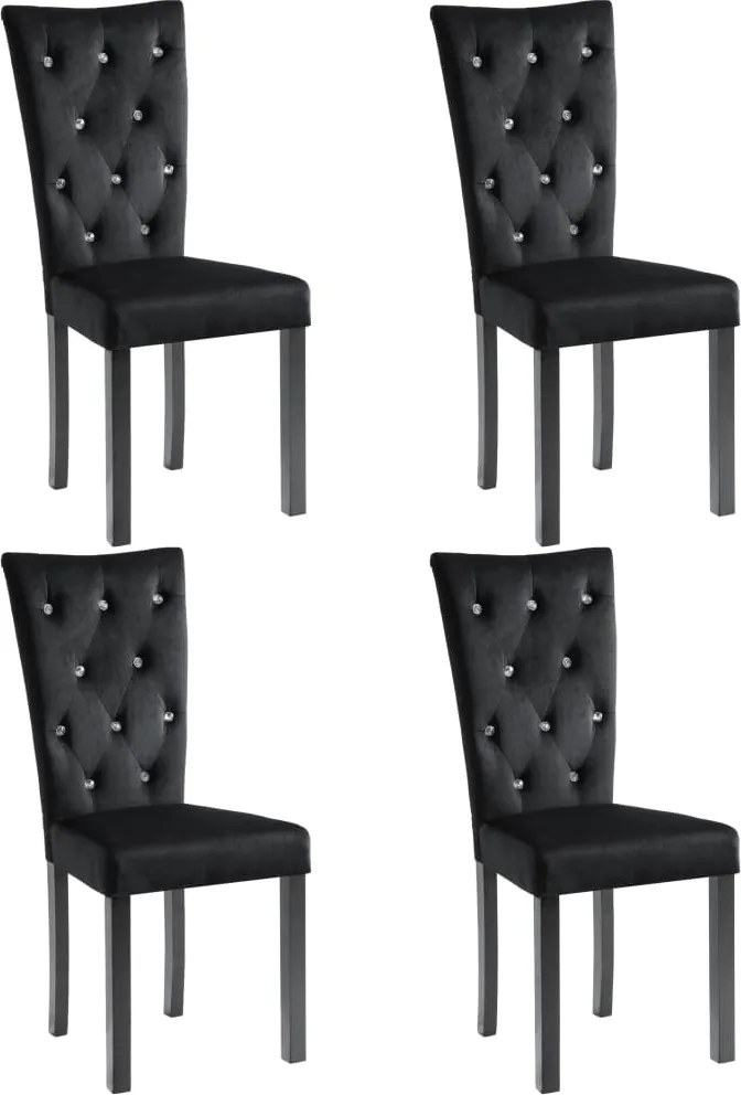 vidaXL Scaune de bucătărie, 4 buc., negru, catifea