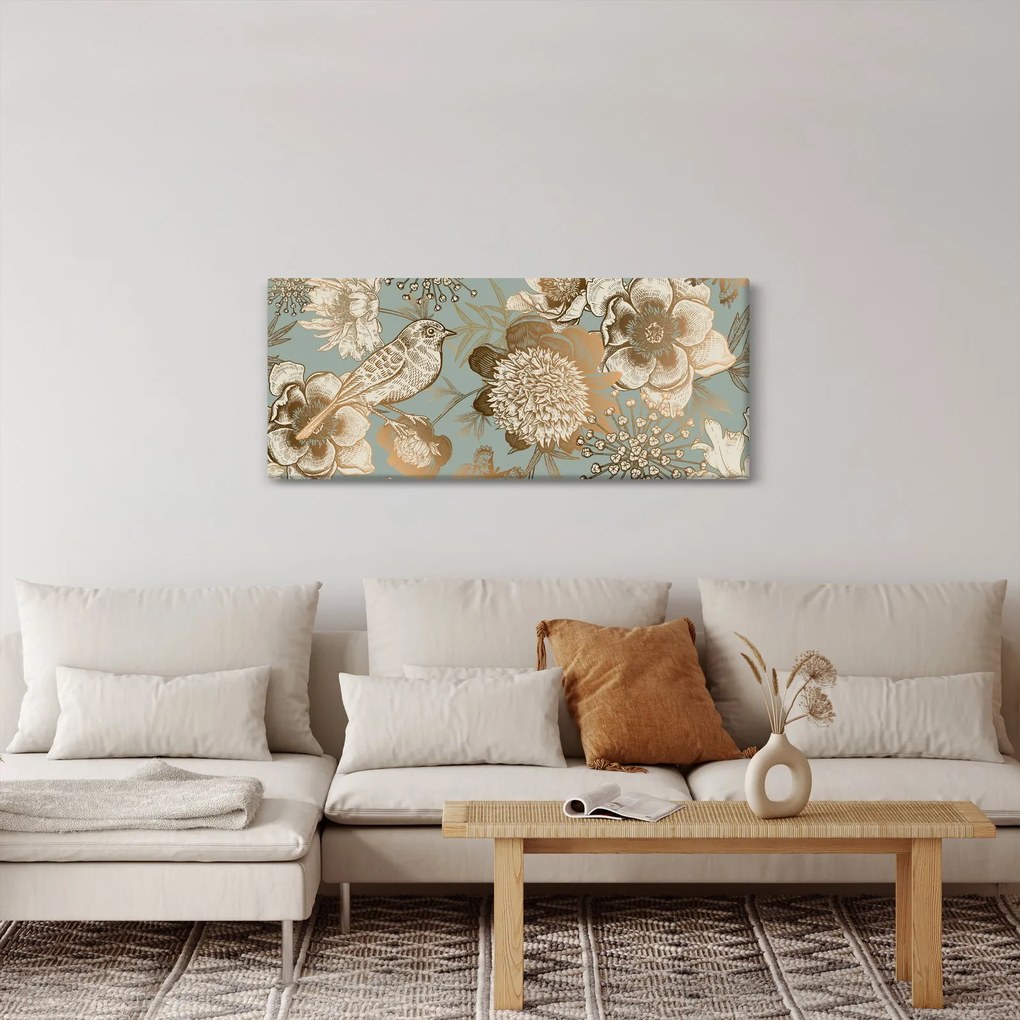 Tablou - Grădină cu o pasăre (120x50 cm)