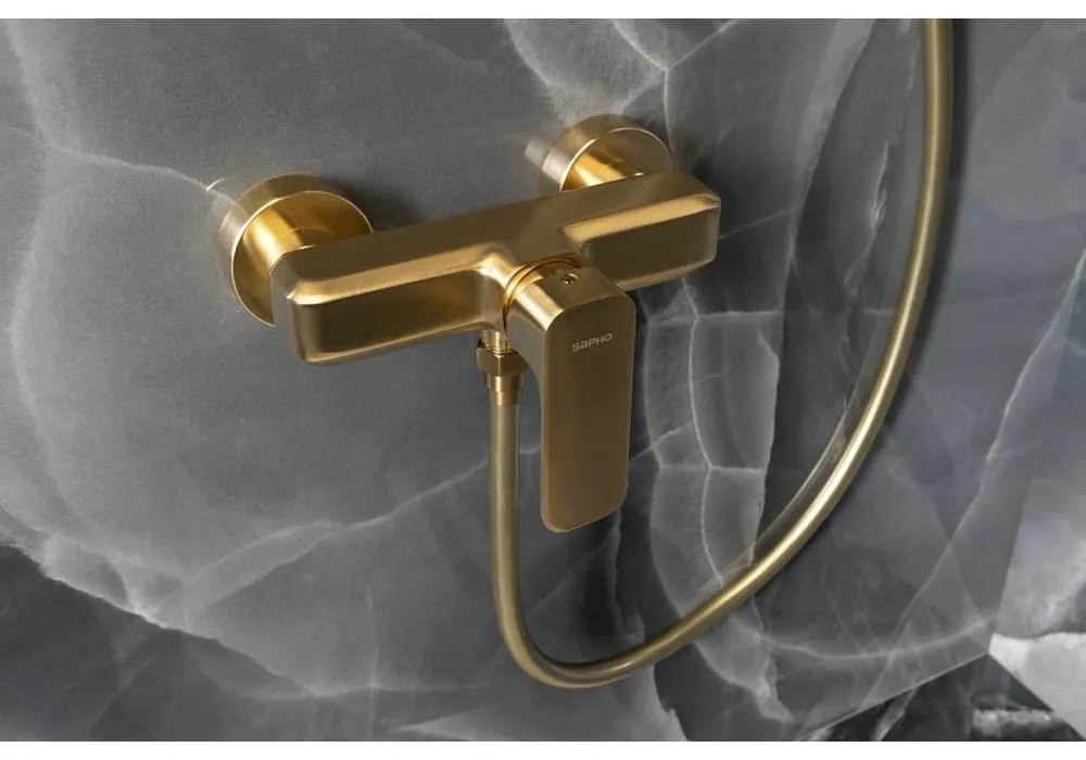 Baterie aurie pentru duș cu montare pe perete (1 ieșire) Spy – Sapho
