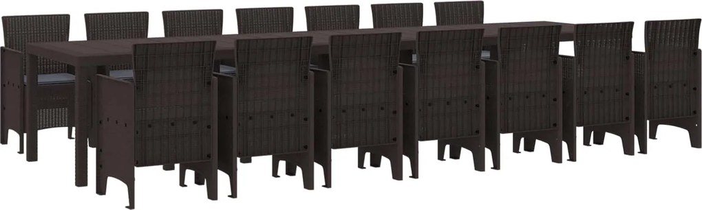 vidaXL Set de masă de grădină cu perne cu pernă 15 pcs Maro PP