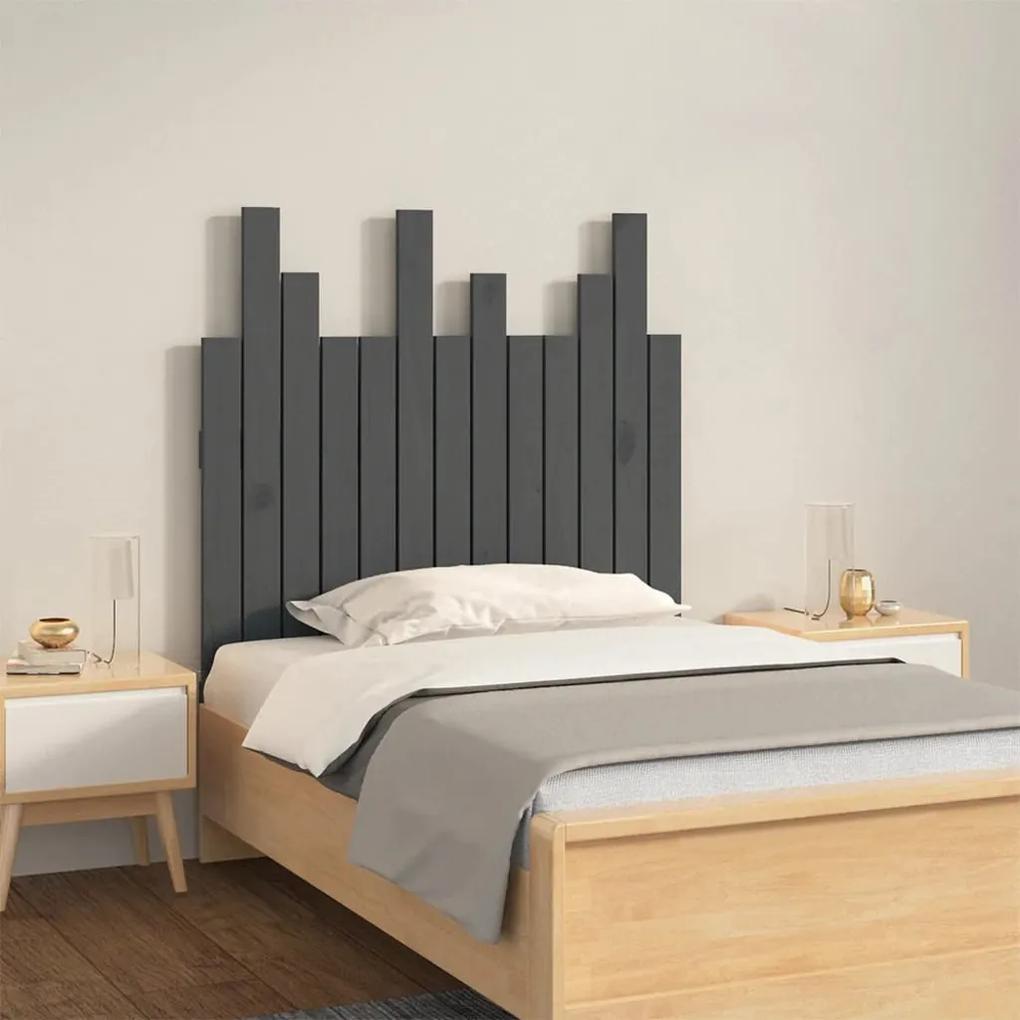 824805 vidaXL Tăblie de pat pentru perete, gri, 82,5x3x80 cm, lemn masiv pin