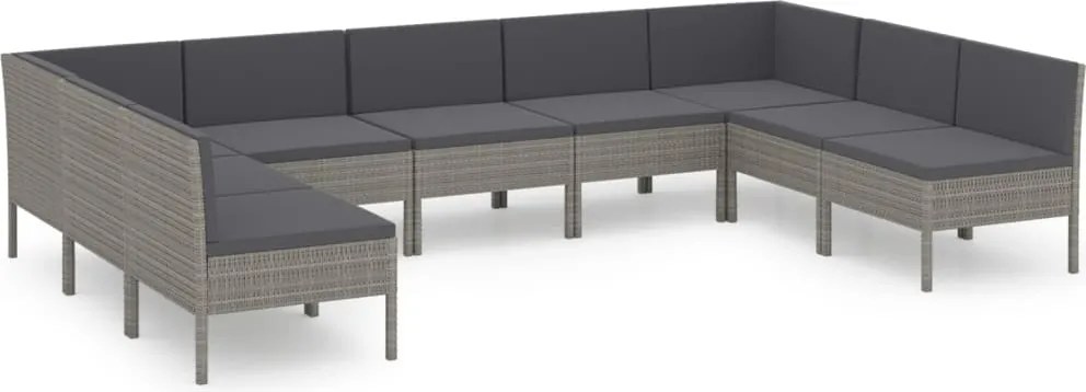 vidaXL Set mobilier de grădină cu perne, 9 piese, gri, poliratan