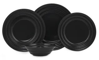 Set veselă 24 piese negru/porțelan