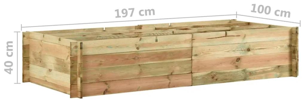 Strat inaltat legume gradina, 197x100x40cm,  lemn de pin tratat 1, Verde, 197 x 100 cm