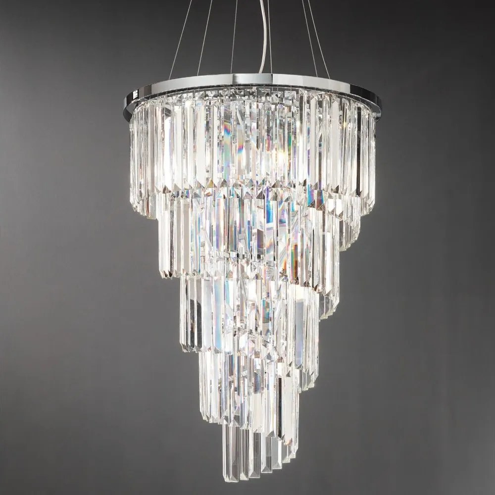 Ondaluce - Lustru din cristal pe cablu ALEXANDER 10xE14/10W/230V crom lucios