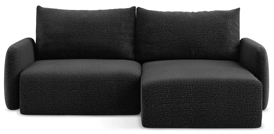 Colțar negru extensibil/cu spațiu de depozitare (cu colț pe partea dreaptă) Kalena – Makamii