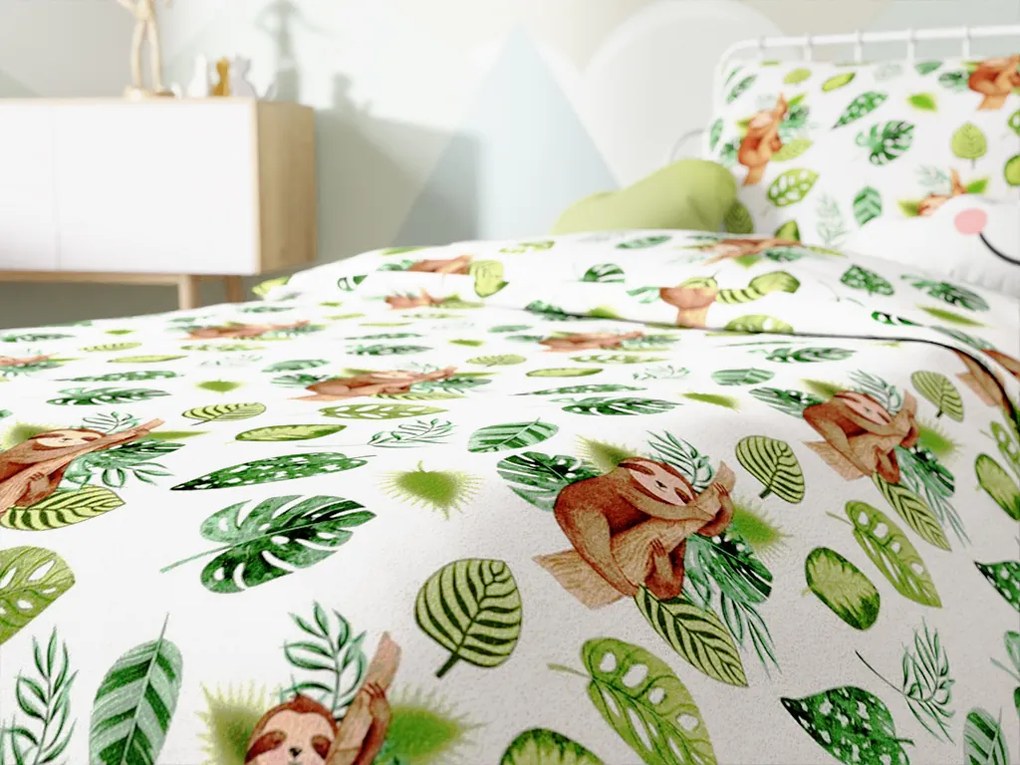 Lenjerie de pat din bumbac pentru patut SLOTH alb