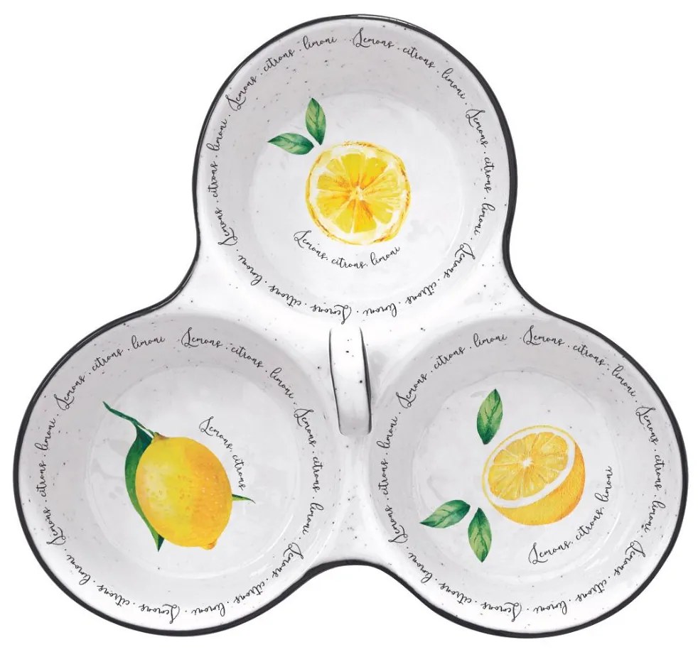 Set aperitiv porțelan 3 compartimente Amalfi