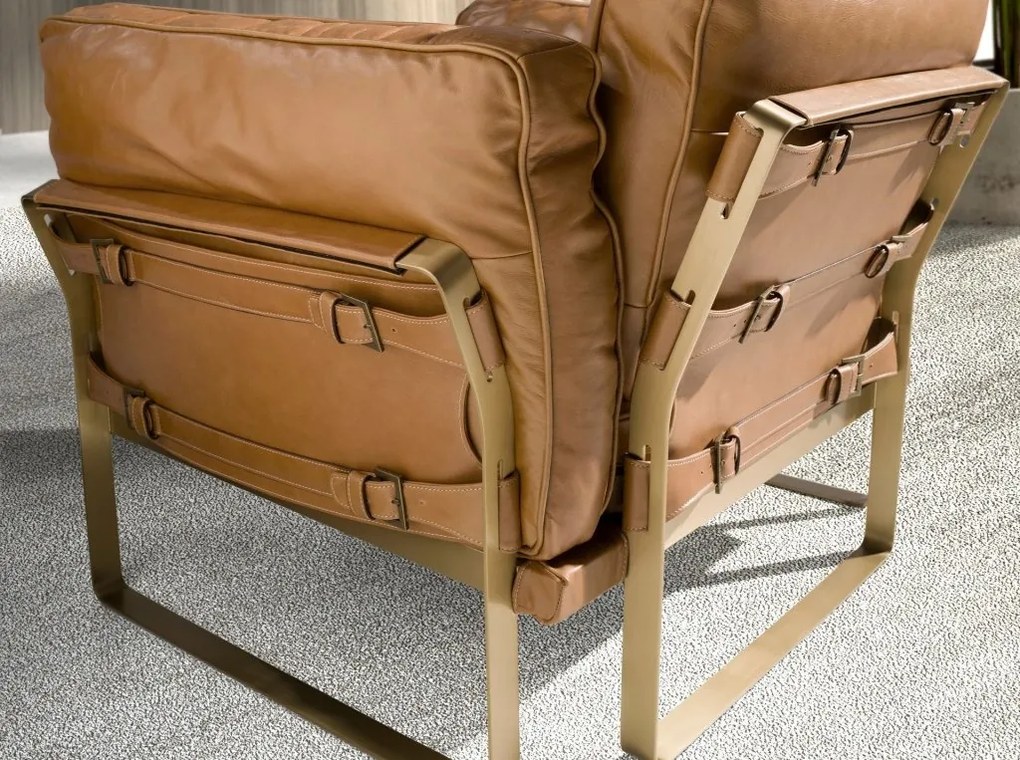 Fotoliu LUX design italian Cowhide camel
