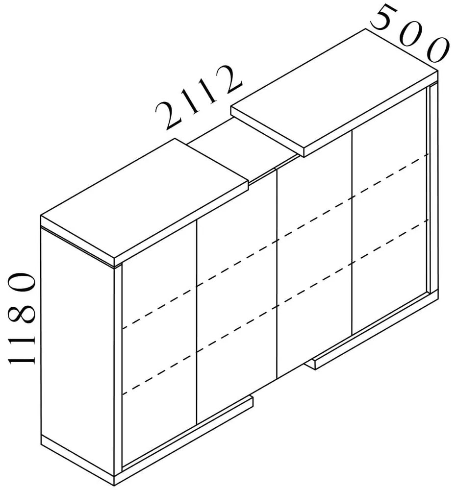 Dulap mediu Lineart 211,2 x 50 x 118 cm, ulm deschis / antracit