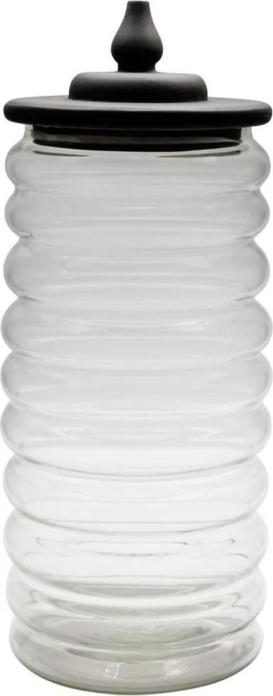 Borcan din sticla, cu capac din lemn de mango, H38cm, Zaraya