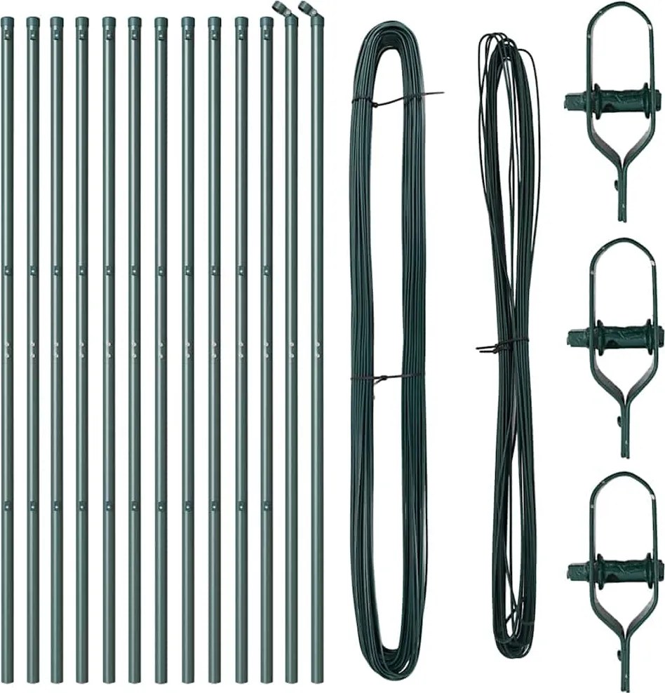 vidaXL Stâlp de gard. 13 pcs Verde Oțel