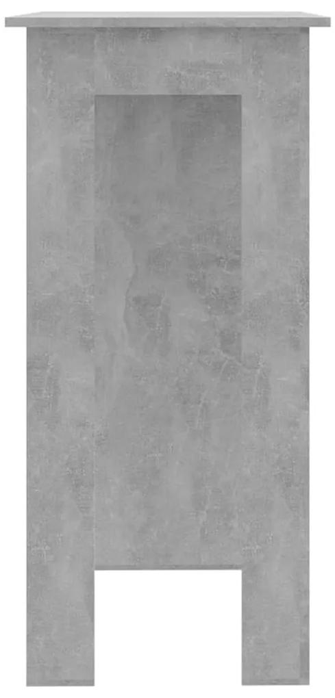 Masa de bar cu raft, gri beton,102x50x103,5 cm, PAL 1, Gri beton