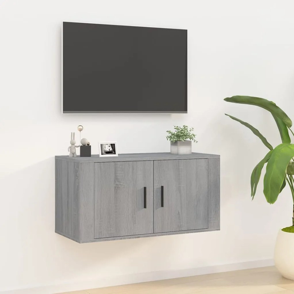 vidaXL Dulap TV montat pe perete, gri sonoma, 80x34,5x40 cm