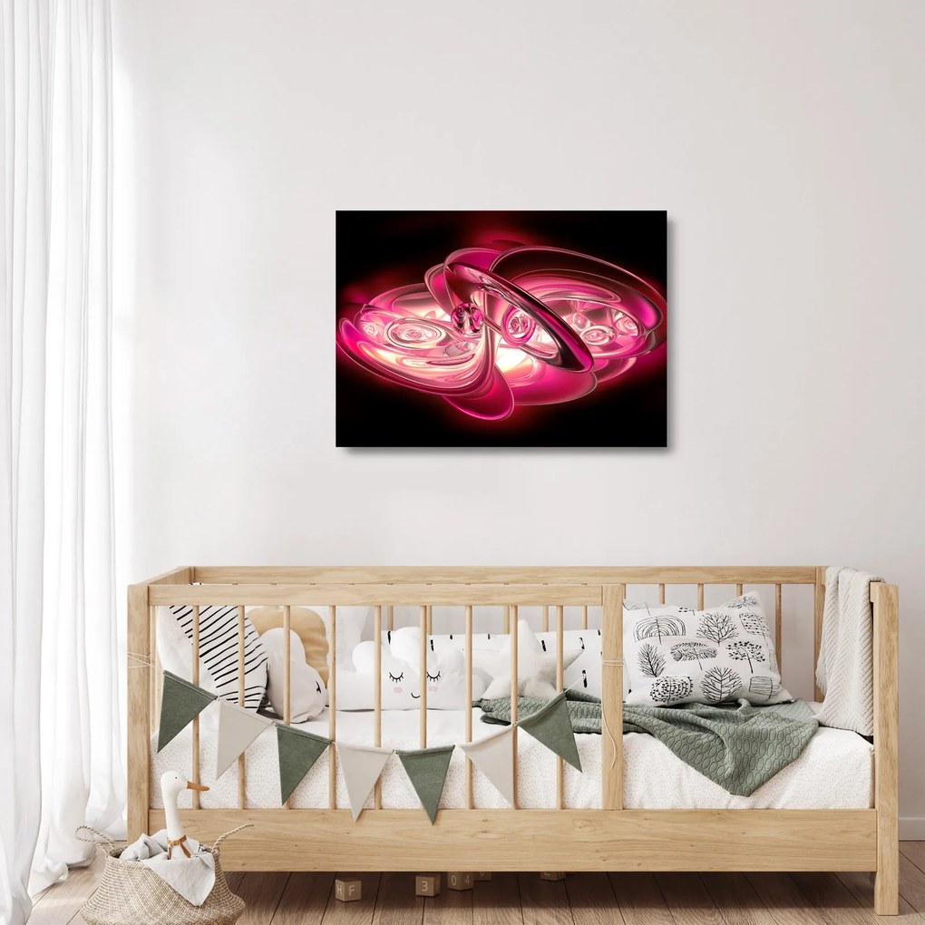 Tablou pe sticlă cu fractali roz (70x50 cm)