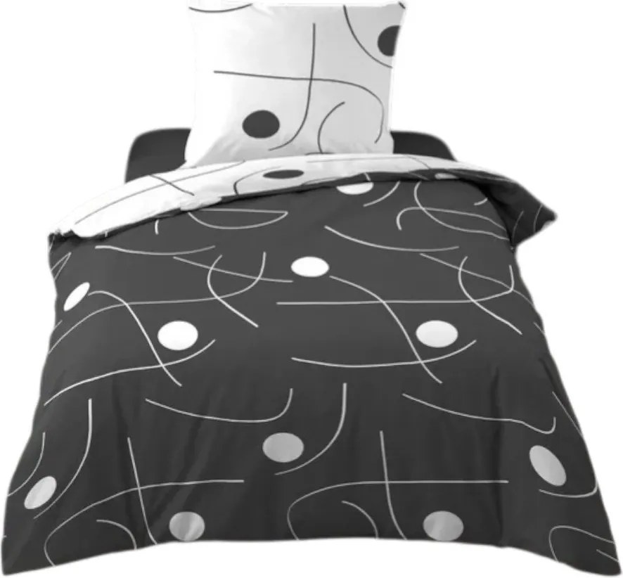 Lenjerie de pat albă-gri închis din microfibră pentru pat de o persoană 140x200 cm Sonate – douceur d'intérieur