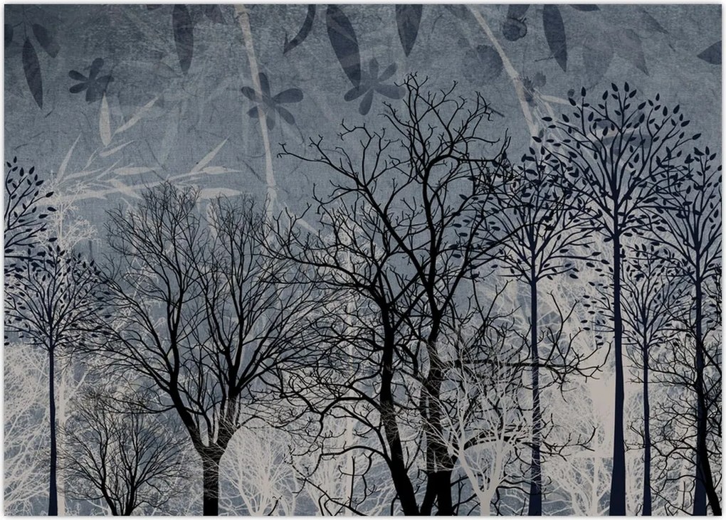 Tablou - Siluetă copac și frunze (70x50 cm)