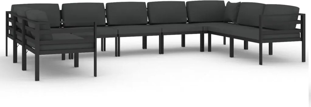 vidaXL Set mobilier de grădină cu perne, 9 piese, antracit, aluminiu