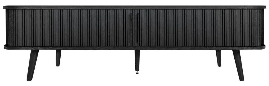 Comodă TV neagră cu aspect de lemn de stejar 178x50x40 cm Rove – Woodman