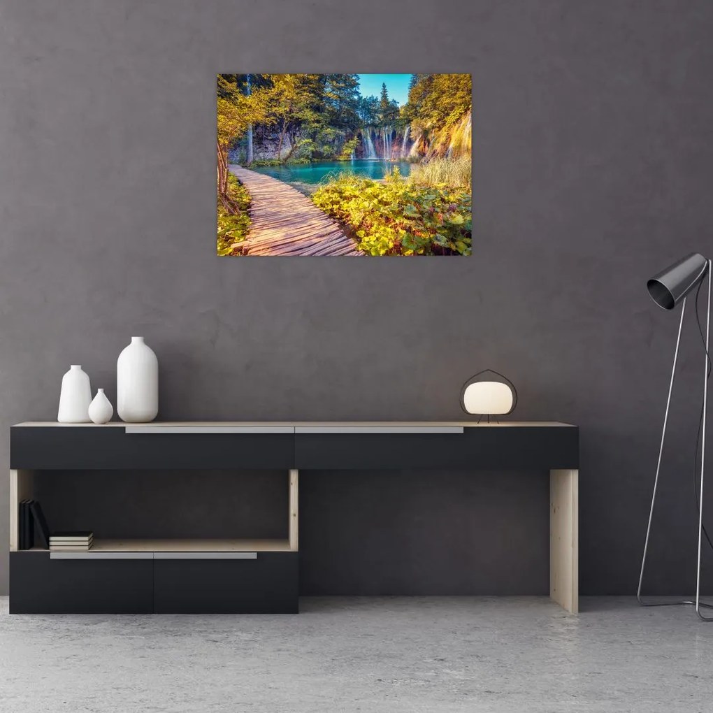 Tablou pe sticlă - Lacurile Plitvice, Croația (70x50 cm)