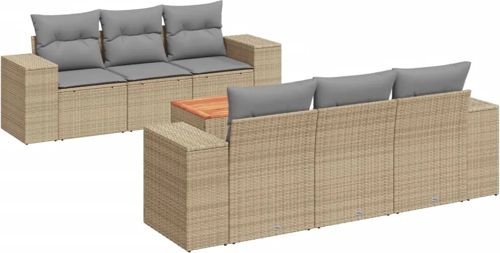 vidaXL Set canapele de grădină, 7 piese, cu perne, bej, poliratan