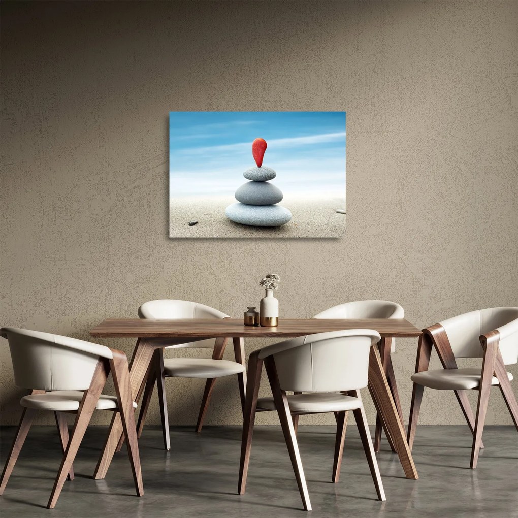 Tablou pe sticlă -Echilibru cu pietre (70x50 cm)