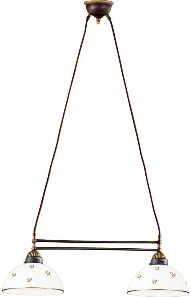 Kolarz 731.82.170 - Lustră suspendată pe cablu NONNA, 2xE27/75W/230V, cu detalii florale, aur roz