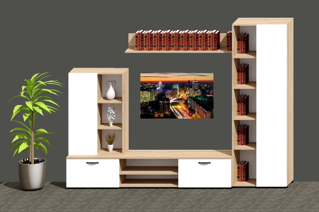 Living Venetia, culoare sonoma / alb, 240 x 178 x 36 cm
