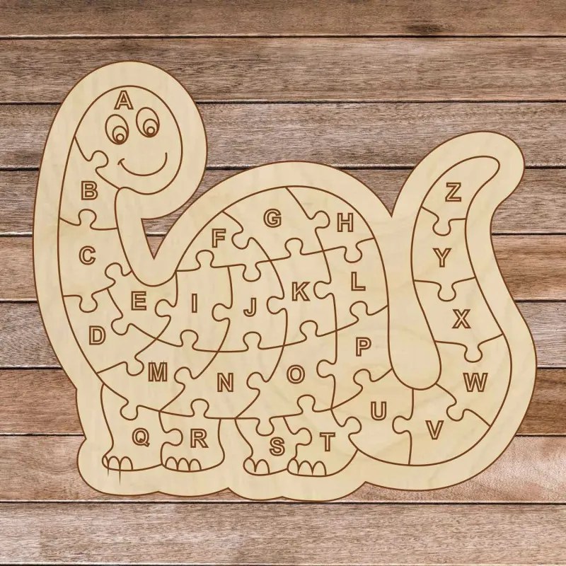 SENTOP | Puzzle din lemn pentru copii - Dinozaur și alfabet A-ZET 26 piese | SENTOP H006