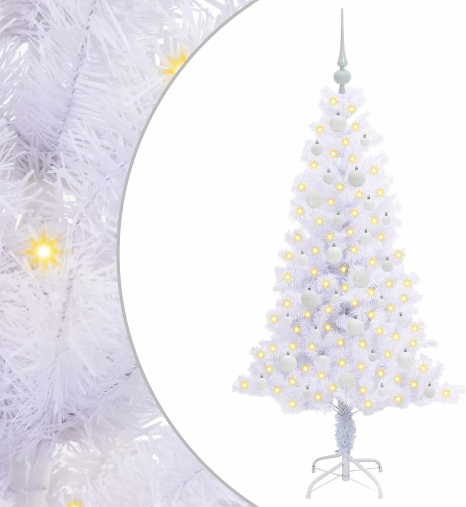 vidaXL Brad de Crăciun artificial cu 150 LED Alb 150 cm PVC și Oțel