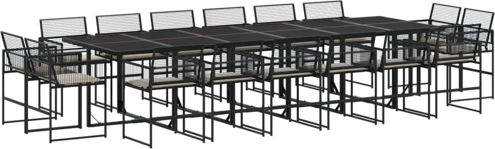 vidaXL Set mobilier de grădină cu perne, 17 piese, negru, poliratan