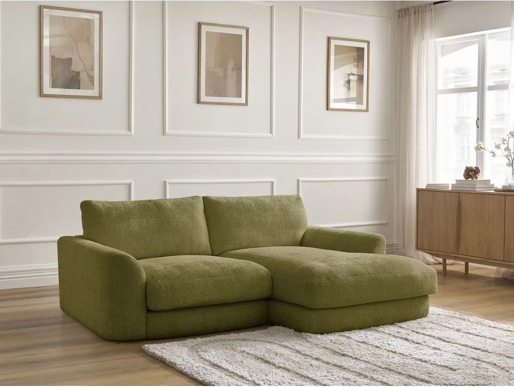 Colțar kaki cu tapițerie din chenille (cu colț pe partea dreaptă/cu șezlong) Leonore – Bobochic Paris