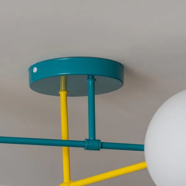 Lustru aplicat MOON, 4xE27/15W/230V, turcoaz/galben