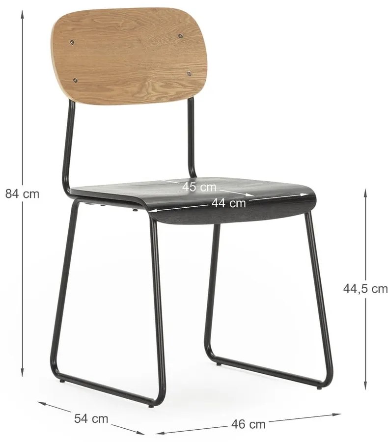 Scaune de dining negre/în culoare naturală 2 buc. cu aspect de lemn de frasin Aira – Marckeric