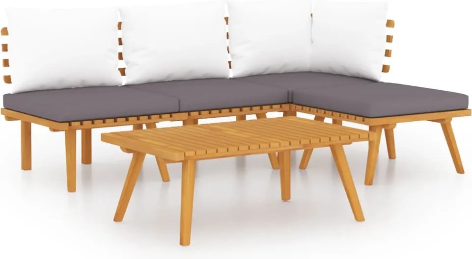 vidaXL Set mobilier de grădină cu perne, 5 piese, lemn masiv acacia
