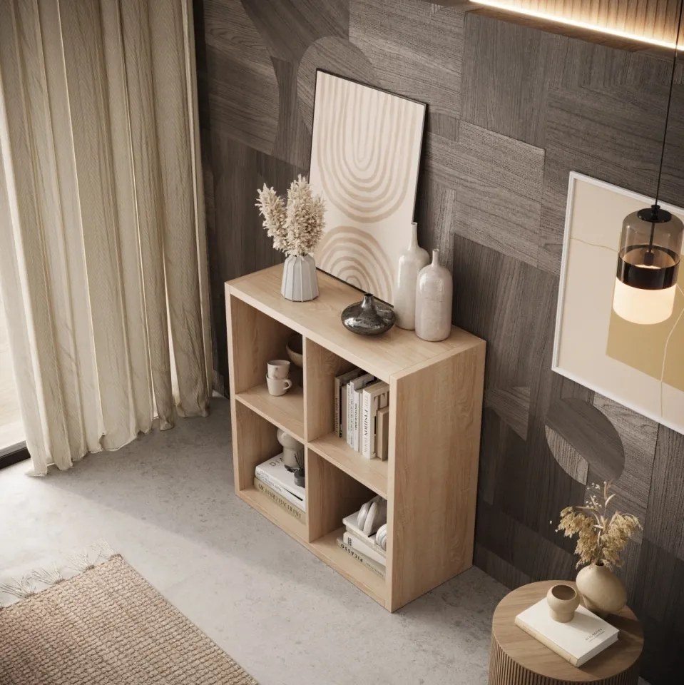 Bibliotecă, 77x77 cm, Cleo III, ADRK Furniture (Culoare: Alb)