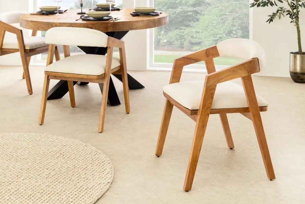 Scaun dining material textil gri deschis si lemn MAMMUT