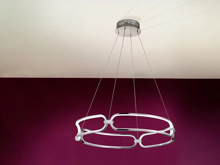 Lustra LED suspendata design ultra-modern, dimabila cu telecomanda, 60cm Colette crom