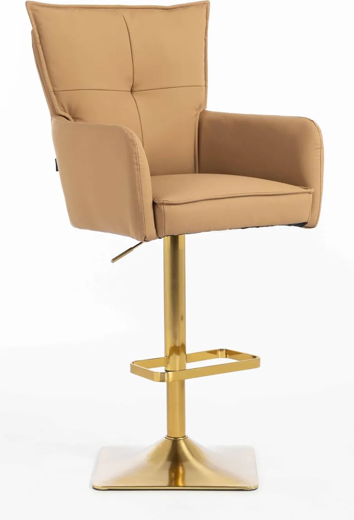 HR250KW Scaun Piele Ecologică Premium Soft Culoare Caramel Bază Aurie