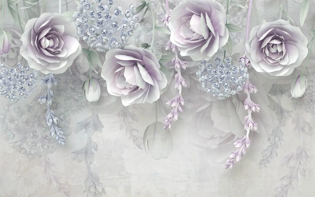 Fototapet 3D, Ornamente florale delicate in gri Art.05350