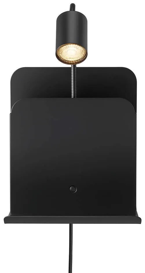 Aplica de perete, mufa USB, design modern ROOMI negru 2112551003 NL