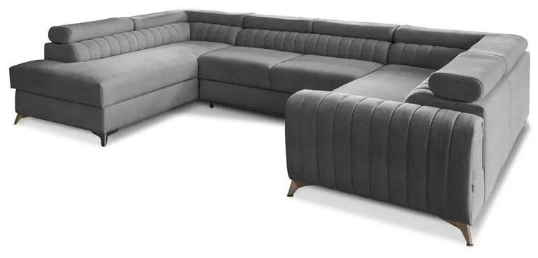 Colțar gri închis extensibil/cu spațiu de depozitare (cu colț pe partea stângă/în formă de "U") Louis – ELTAP